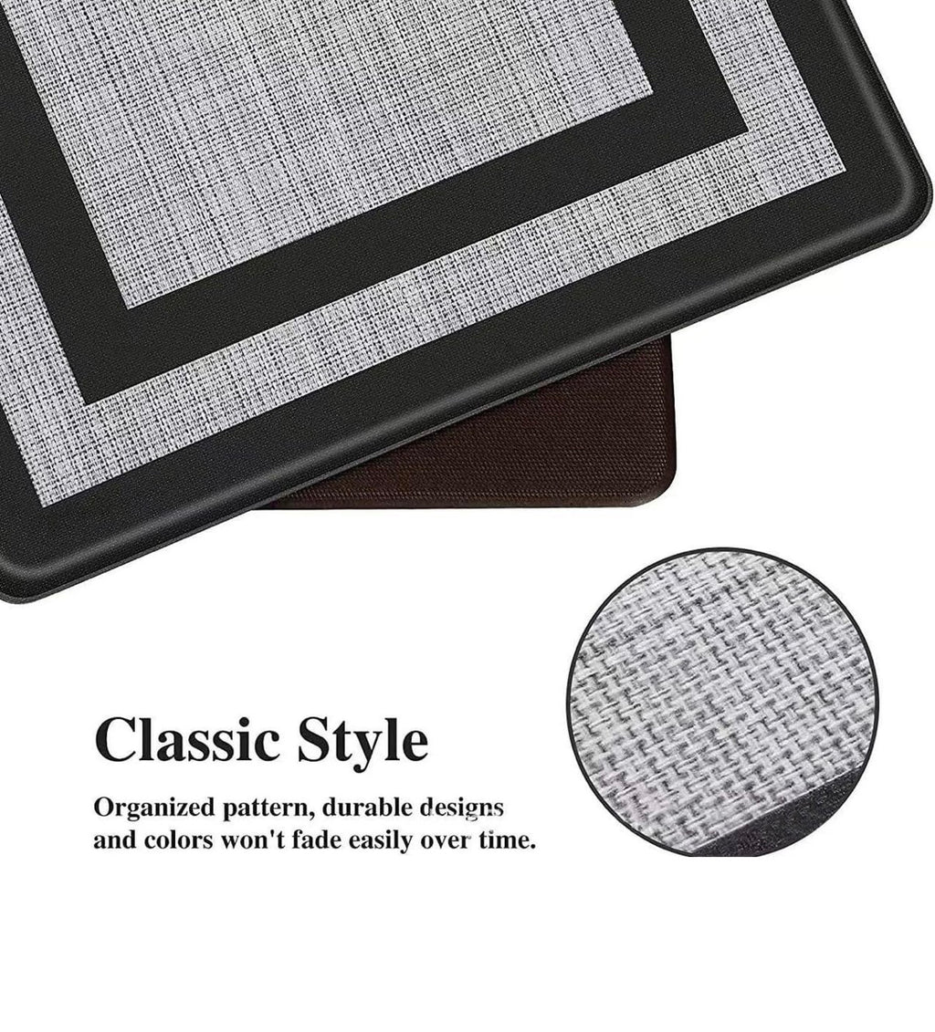 Floor Comfort Mat Set Soft Easy to Clean Two in one Set The Big Size is 47 * 17.3 * 0.4 Inc. and Small Size is 29 * 17.3 * 04 Inc. Location: Kitchen, Bathroom, Living Room, Shower, Bedroom
